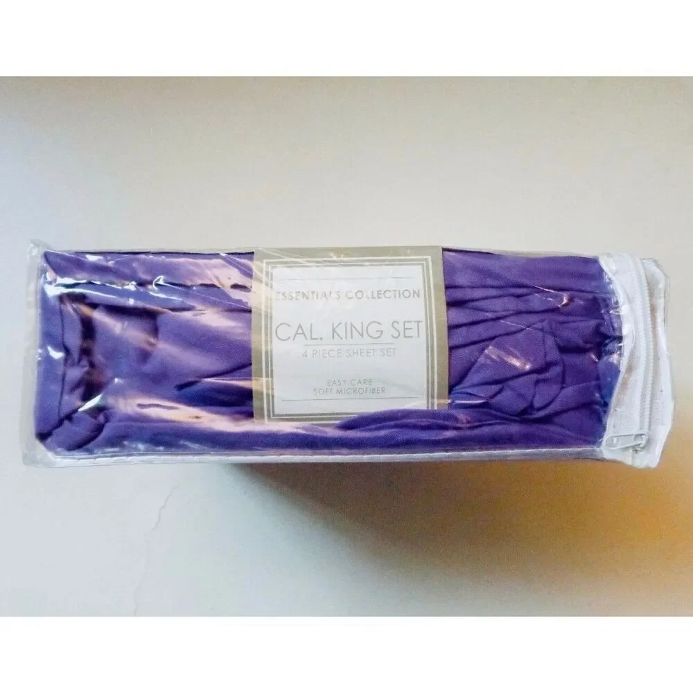 NWT Vintage Essential Collection Purple California King 4Pc microfiber Sheet Set